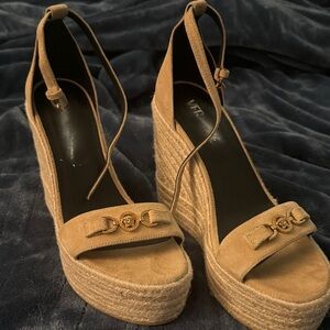 Versace Beige Wedge Sandals